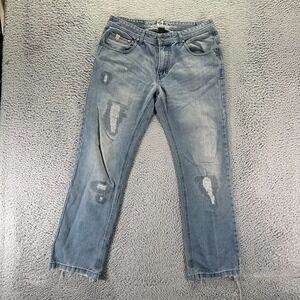 Southpole Jeans Men 32x29 Blue Cotton Denim Straight Faded Distressed Streetwear
